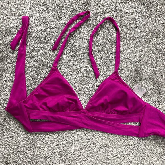 Kona Sol Swimwear Bikini Top Women Small Purple Halter Back Tie Summer Beach - Picture 4 of 10